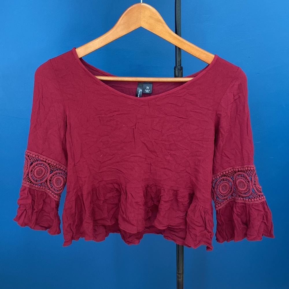 Peplum Shirt with Knitted Sleeve